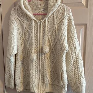 Cream Cable Knit sweater/jacket